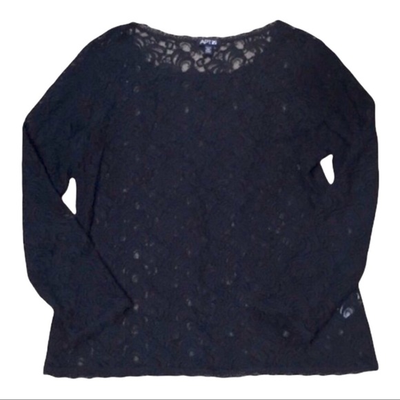 Apt 9 Lacy Black Long Sleeve Shirt - Picture 1 of 5